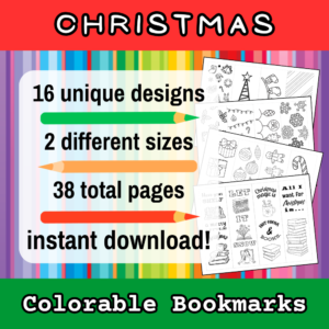 product image for Christmas colorable bookmarks instant digital download